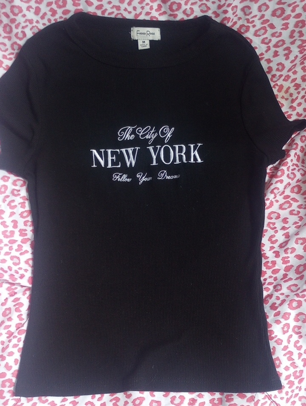 Faded Rose Black "New York" Short Sleeve Tee
